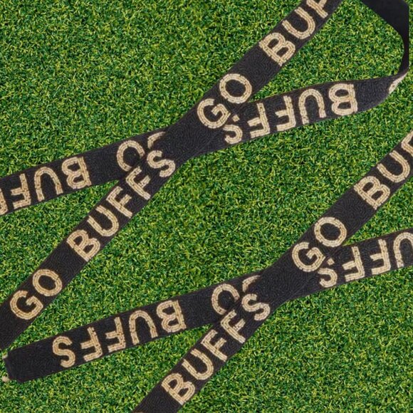 University of Colorado Boulder GO BUFFS Beaded Purse Straps, CU Boulder football - Picture 2 of 2